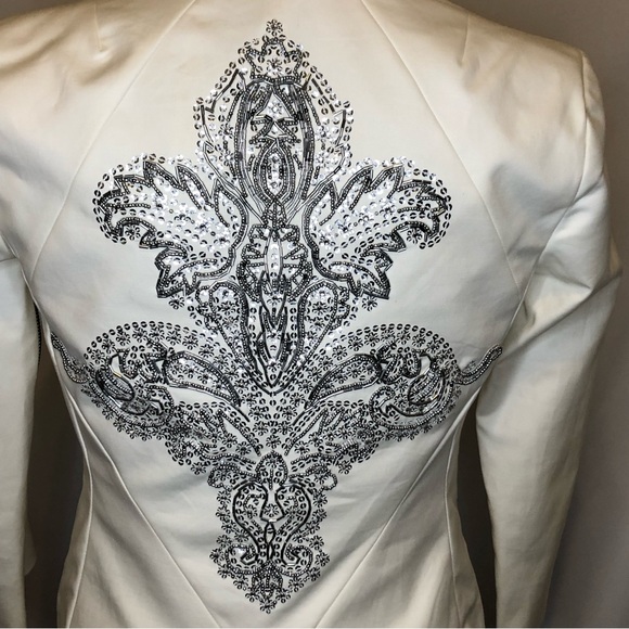 Robert Rodriguez White Jacket with Silver Beaded Back NWT - Picture 5 of 11